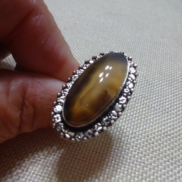 Natural MONTANA AGATE Handmade Sterling 925 Ring Size 8.75 #94C - Picture 3 of 3